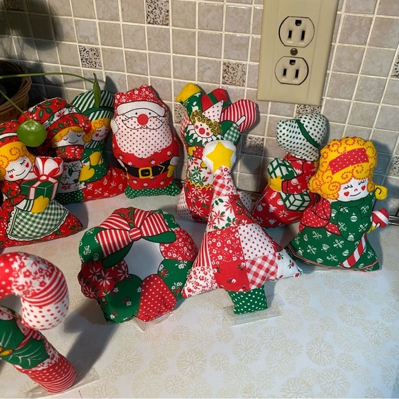 Vintage Christmas Tree Ornaments handmade quilted puffy stuffed tree ornaments - Picture 8 of 8